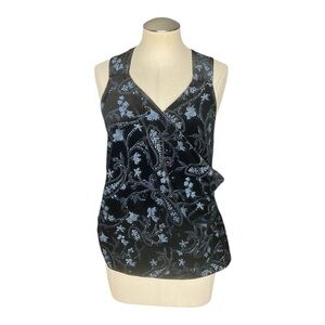 Studio 1940 Sleeveless Top | Blue Floral Burnout | Open Back Halter | Size XL